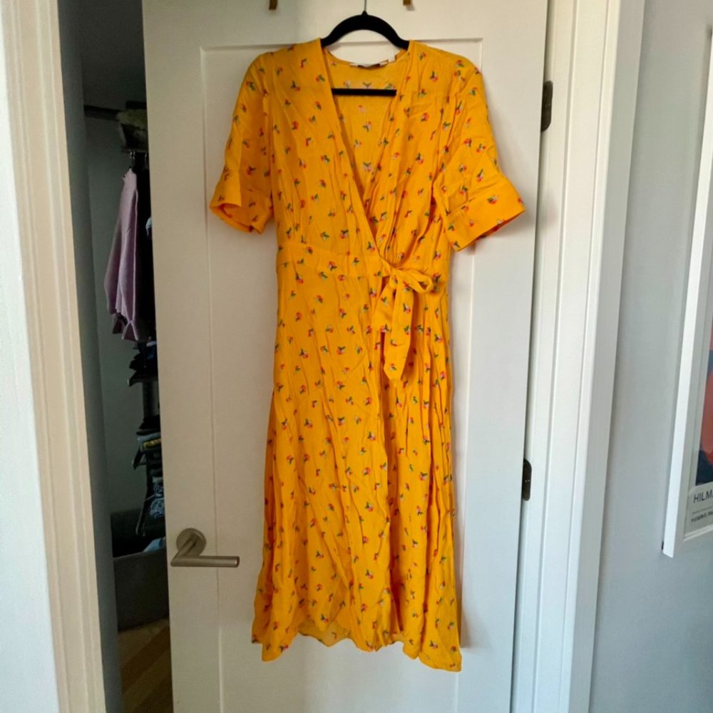 & Other Stories, yellow floral midi dress, Size 8